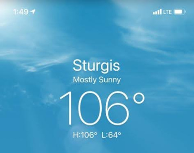106 degrees in Sturgis