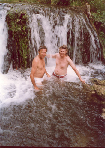 Bill and John in waterfall