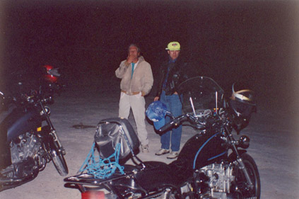 Christopher and John, night on salt flats